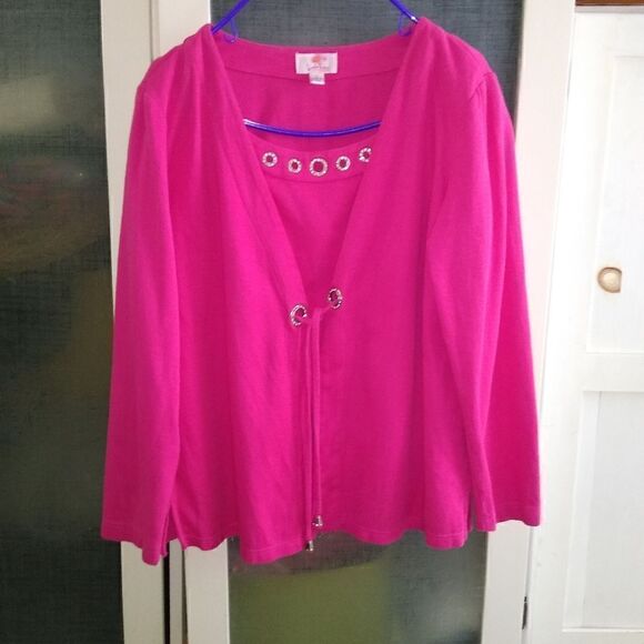 Quaker Factory L pink sweater set - Picture 1 of 11